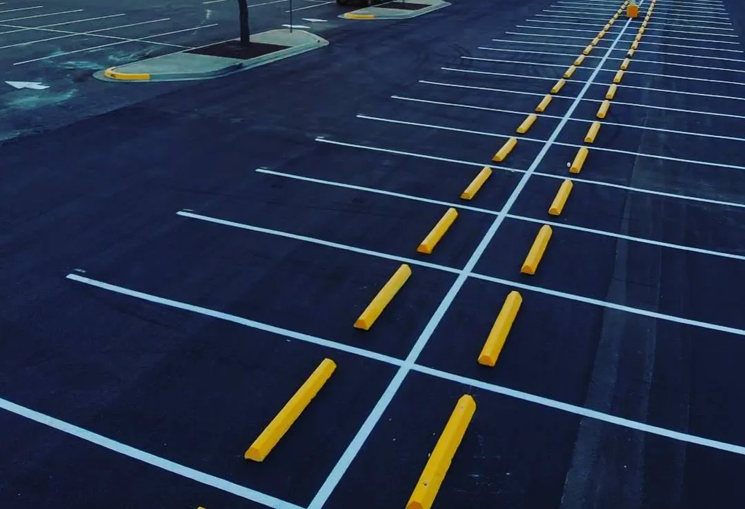 Fresh sealcoating and line striping